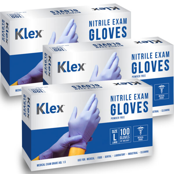 (300, L) NITRILE MEDICAL EXAM GLOVES - POWDER FREE BPA FREE RUBBER LATEX FREE FOOD SAFE DISPOSABLE STRONG 3.5 MIL GLOVE, LAVENDER, LARGE, 3 BOXES OF 100, 300 COUNT