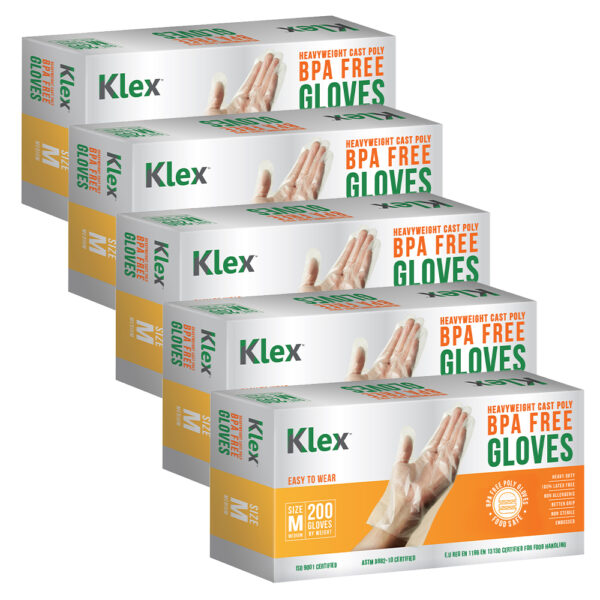 (1000, M) HEAVYWEIGHT CAST POLY CPE KITCHEN GLOVES FOOD GRADE, BPA FREE POWDER FREE RUBBER LATEX FREE DISPOSABLE GLOVE, MEDIUM, 1000 COUNT
